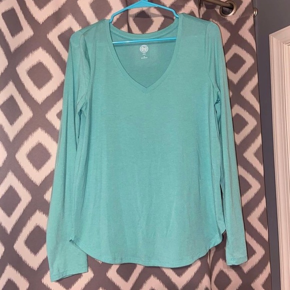 So v neck dressy long sleeve shirt, teal - Picture 1 of 1